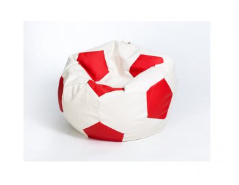 Кресло-мешок Мяч большой Экокожа бело-красное в Белоярском - beloyarskiy.mebel-74.com | фото