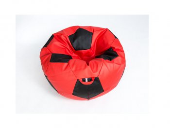 Кресло-мешок Мяч большой Экокожа красно-черное в Белоярском - beloyarskiy.mebel-74.com | фото