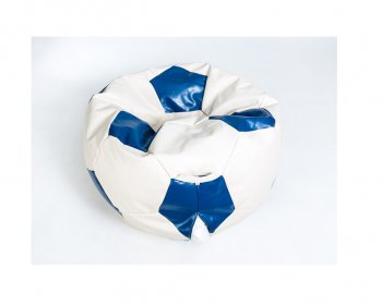 Кресло-мешок Мяч большой Экокожа бело-синее в Белоярском - beloyarskiy.mebel-74.com | фото