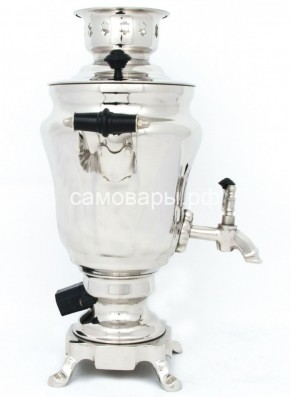 Электрический самовар из латуни никелированный на 1,5 литра форма "Тюльпан" с защитой от выкипания в Белоярском - beloyarskiy.mebel-74.com | фото