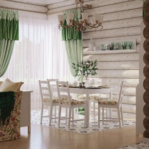 Комлект Вествик обеденный стол и четыре стула, массив сосны, цвет белый в Белоярском - beloyarskiy.mebel-74.com | фото