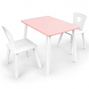 Комплект детской мебели стол и два стула Корона  (Розовый/Белый/Белый) в Белоярском - beloyarskiy.mebel-74.com | фото