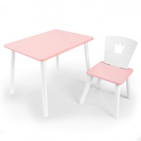 Комплект детской мебели стол и стул Корона (Розовый/Розовый/Белый) в Белоярском - beloyarskiy.mebel-74.com | фото