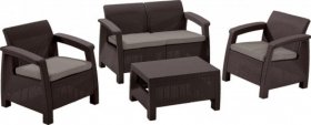 Комплект мебели Корфу сет (Corfu set) коричневый - серо-бежевый * в Белоярском - beloyarskiy.mebel-74.com | фото