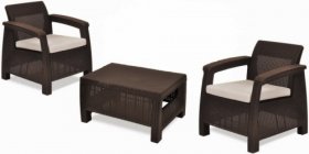 Комплект мебели Корфу Уикенд (Corfu Weekend) коричневый - серо-бежевый * в Белоярском - beloyarskiy.mebel-74.com | фото