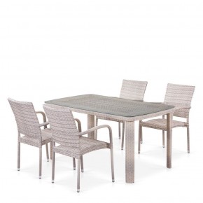 Комплект плетеной мебели T256C/Y376C-W85 Latte (4+1) + подушки на стульях в Белоярском - beloyarskiy.mebel-74.com | фото