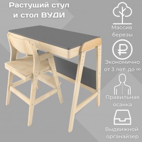 Комплект растущий стол и стул 38 попугаев «Вуди» (Серый, Без покрытия) в Белоярском - beloyarskiy.mebel-74.com | фото