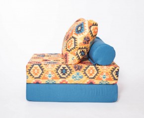 Кресло-кровать-пуф бескаркасное Прайм (мехико желтый-морская волна) в Белоярском - beloyarskiy.mebel-74.com | фото
