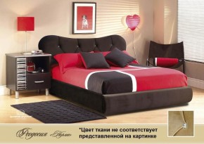 Кровать 1400 Феодосия со стразами в к/з "Классик 307 коричневый" серия Норма (+основание на опорах) в Белоярском - beloyarskiy.mebel-74.com | фото