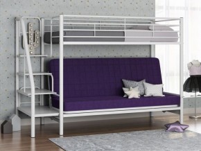 Кровать двухъярусная с диваном "Мадлен-3" (Белый/Фиолетовы) в Белоярском - beloyarskiy.mebel-74.com | фото
