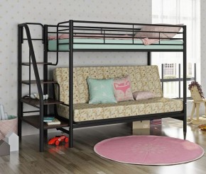 Кровать двухъярусная с диваном "Мадлен-3" (Черный/Серый) в Белоярском - beloyarskiy.mebel-74.com | фото