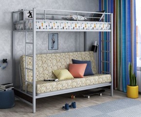 Кровать двухъярусная с диваном "Мадлен" (Серый/Фиолетовый) в Белоярском - beloyarskiy.mebel-74.com | фото