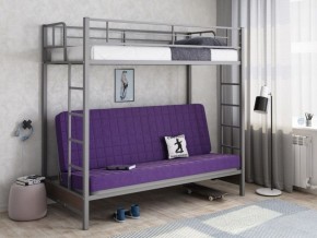 Кровать двухъярусная с диваном "Мадлен" (Серый/Фиолетовый) в Белоярском - beloyarskiy.mebel-74.com | фото
