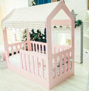 Кровать-домик без ящика 800*1600 (Розовый) в Белоярском - beloyarskiy.mebel-74.com | фото
