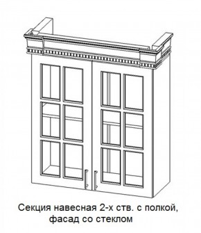 Секция навесная 2-х ств. с полкой "Верона", фасад со стеклом (800) в Белоярском - beloyarskiy.mebel-74.com | фото