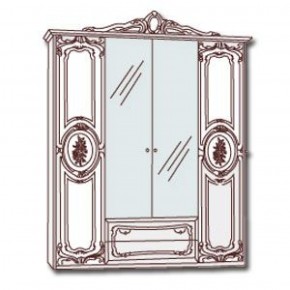 Шкаф 4-х дверный с зеркалами (01.144) Роза (могано) в Белоярском - beloyarskiy.mebel-74.com | фото
