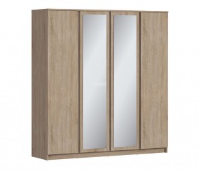 Шкаф 4х дверный с зеркалами Веста СБ-3082 (Дуб Сонома) в Белоярском - beloyarskiy.mebel-74.com | фото