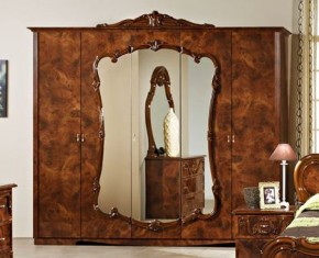 Шкаф 5-и дверный с зеркалами (20.145) Тициана (орех) в Белоярском - beloyarskiy.mebel-74.com | фото