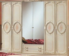 Шкаф 6-и дверный с зеркалами (01.146) Роза (беж) в Белоярском - beloyarskiy.mebel-74.com | фото