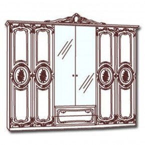Шкаф 6-и дверный с зеркалами (01.146) Роза (беж) в Белоярском - beloyarskiy.mebel-74.com | фото