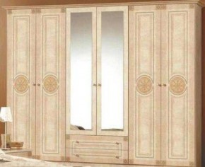 Шкаф 6-и дверный с зеркалами (02.146) Рома (беж) в Белоярском - beloyarskiy.mebel-74.com | фото
