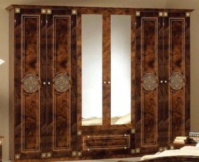 Шкаф 6-и дверный с зеркалами (02.146) Рома (орех) в Белоярском - beloyarskiy.mebel-74.com | фото