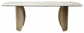 Стол BRONTE 220 KL-188 Контрастный мрамор матовый, итальянская керамика/ Шампань, ®DISAUR в Белоярском - beloyarskiy.mebel-74.com | фото