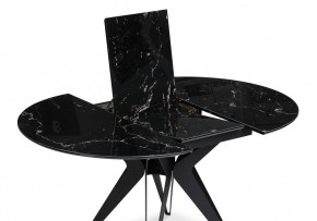 Стол стеклянный Рикла 110(150)х110х76 черный мрамор / черный в Белоярском - beloyarskiy.mebel-74.com | фото